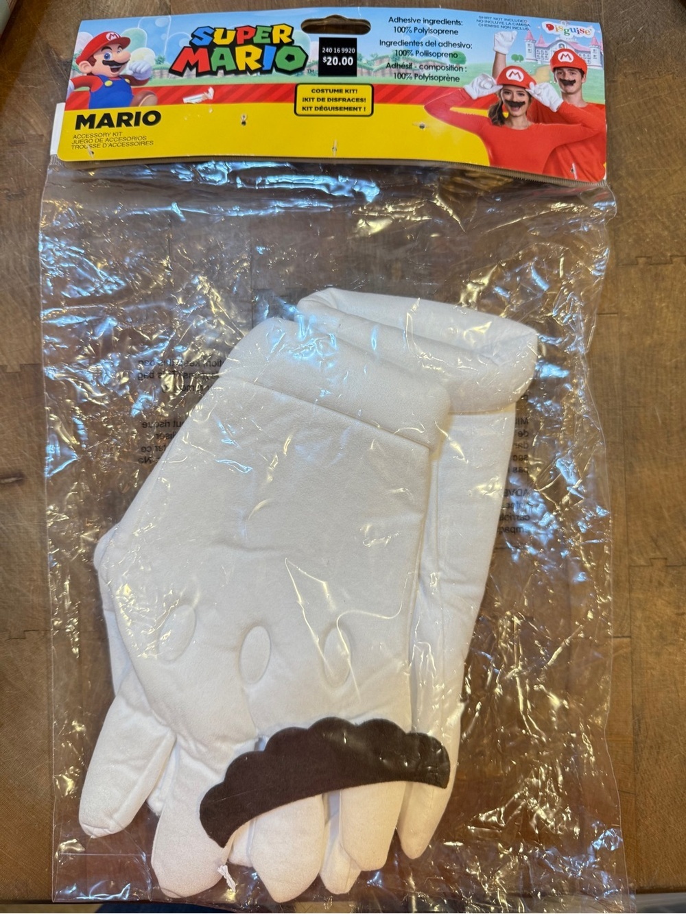 Nintendo Super Mario Accessory Costume Kit Glove Hands and Black Mustache NEW